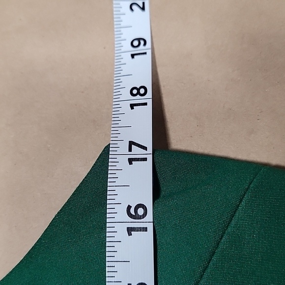 Chandi & Lia Size M Green Diagonal Ponte Fit & Flare Dress w/ Peek-a-boo Cutout - Picture 8 of 16